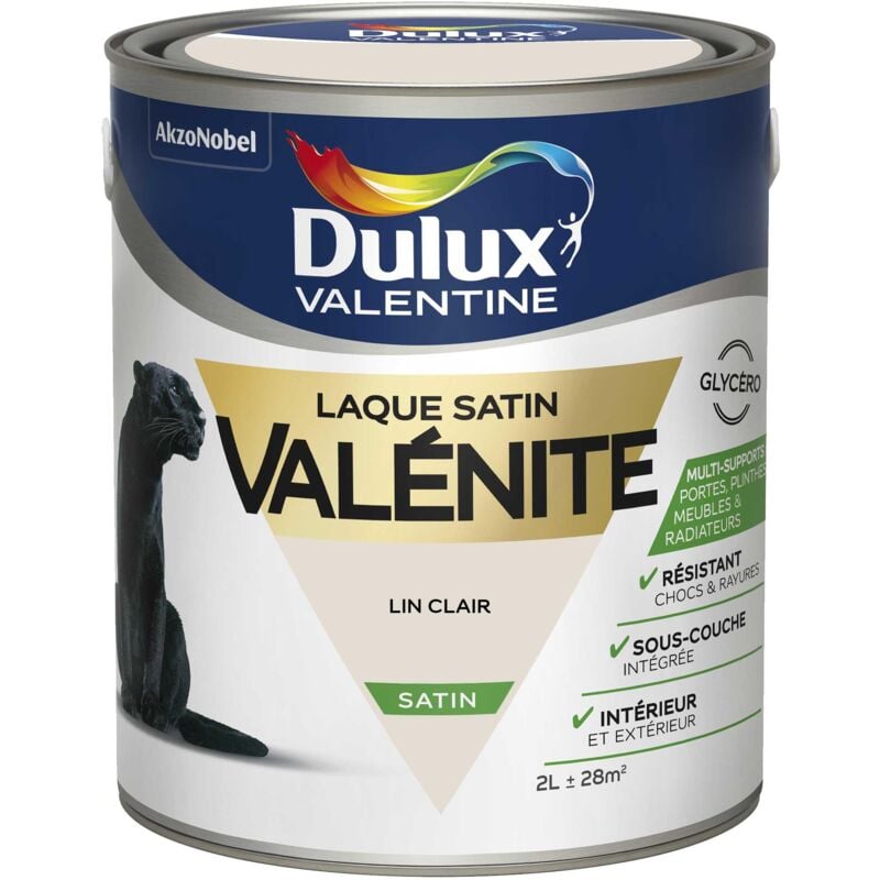Peinture Laque Valénite Satin Lin Clair 2 l Dulux Valentine