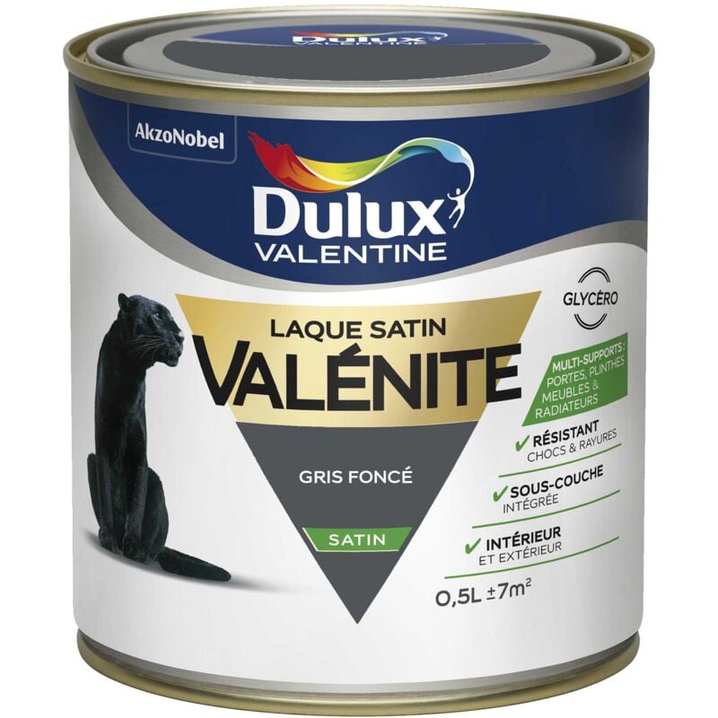 Peinture Laque Valénite Satin Gris Foncé (RAL 7015) 0,5 L - Dulux Valentine