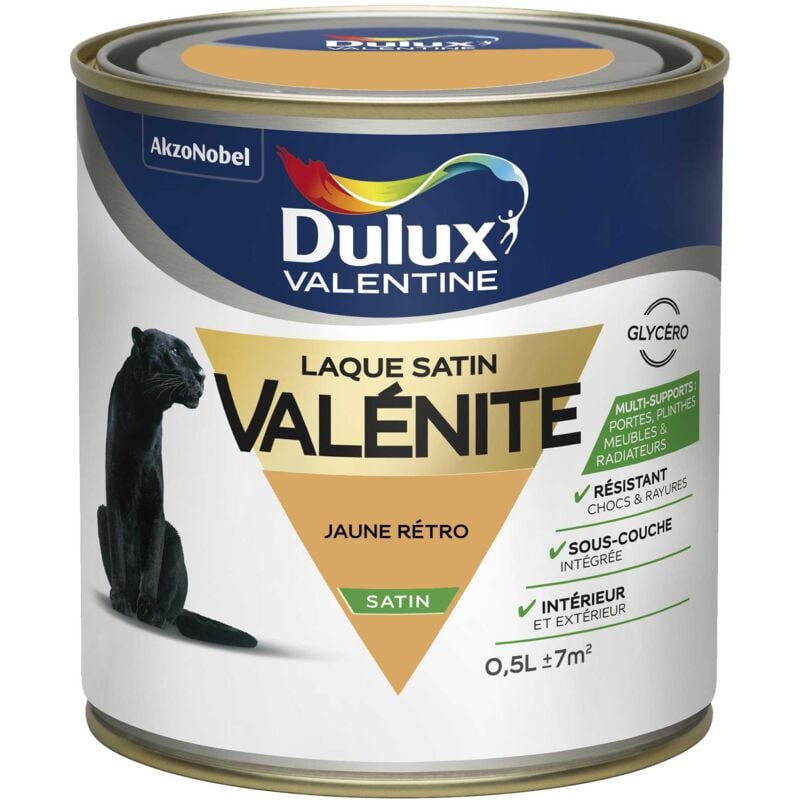 Peinture Laque Valénite Satin Jaune Rétro 0,5 l Dulux Valentine
