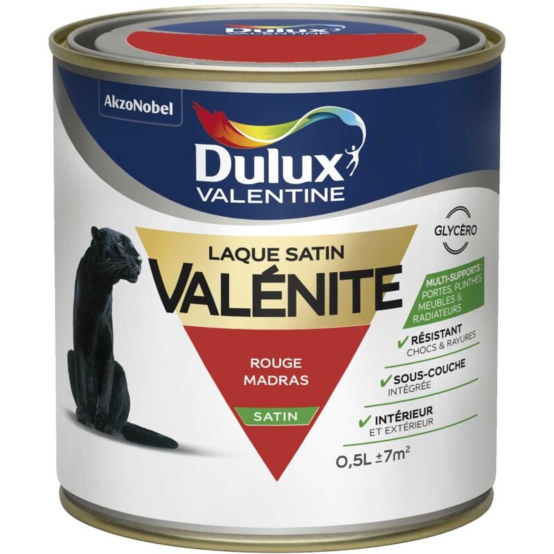 Peinture Laque Valénite Satin Rouge Madras 0,5 l Dulux Valentine