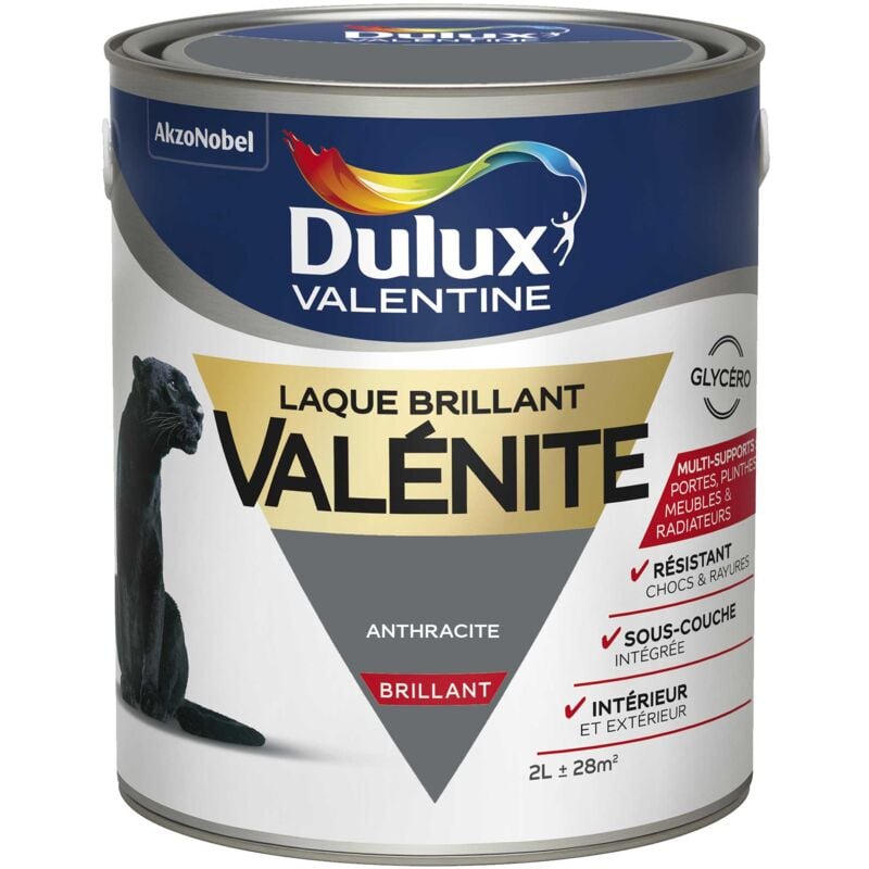 Peinture Laque Valénite Brillant Anthracite 2 l Dulux Valentine