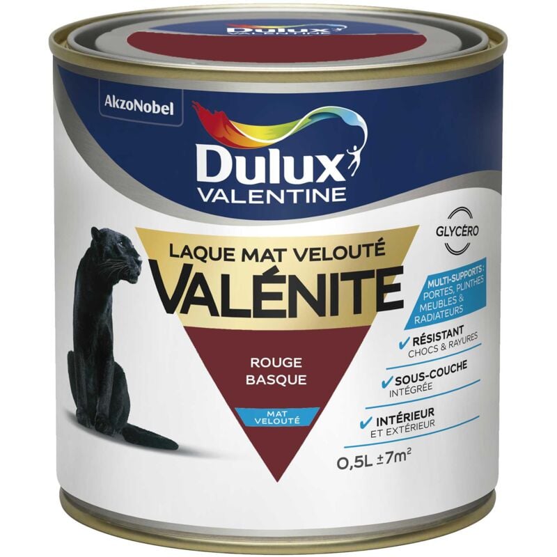 Peinture Laque Valénite Mat Rouge Basque (ral 3004) 0,5 l Dulux Valentine