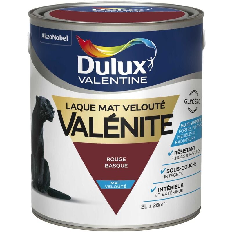 Peinture Laque Valénite Mat Rouge Basque (ral 3004) 2 l Dulux Valentine