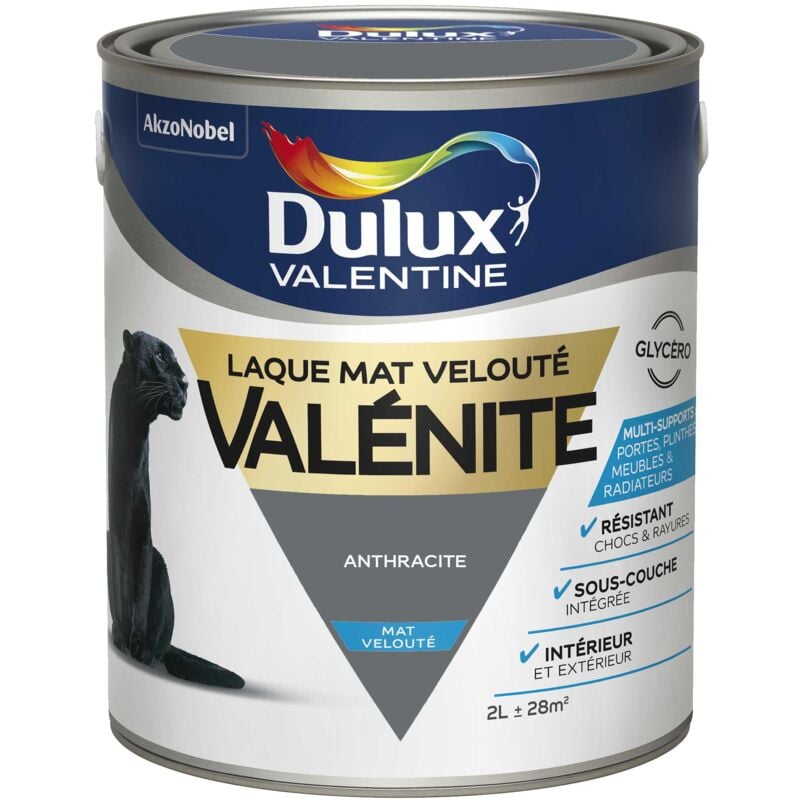 Peinture Laque Valénite Mat Anthracite 2 l Dulux Valentine