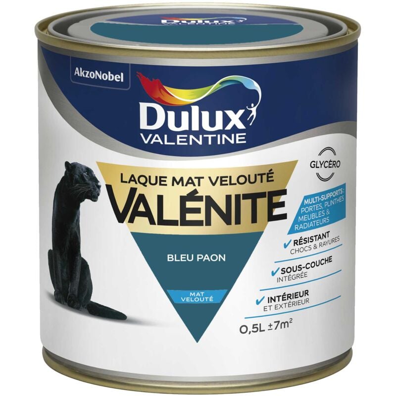 Peinture Laque Valénite Mat Bleu Paon 0,5 l Dulux Valentine