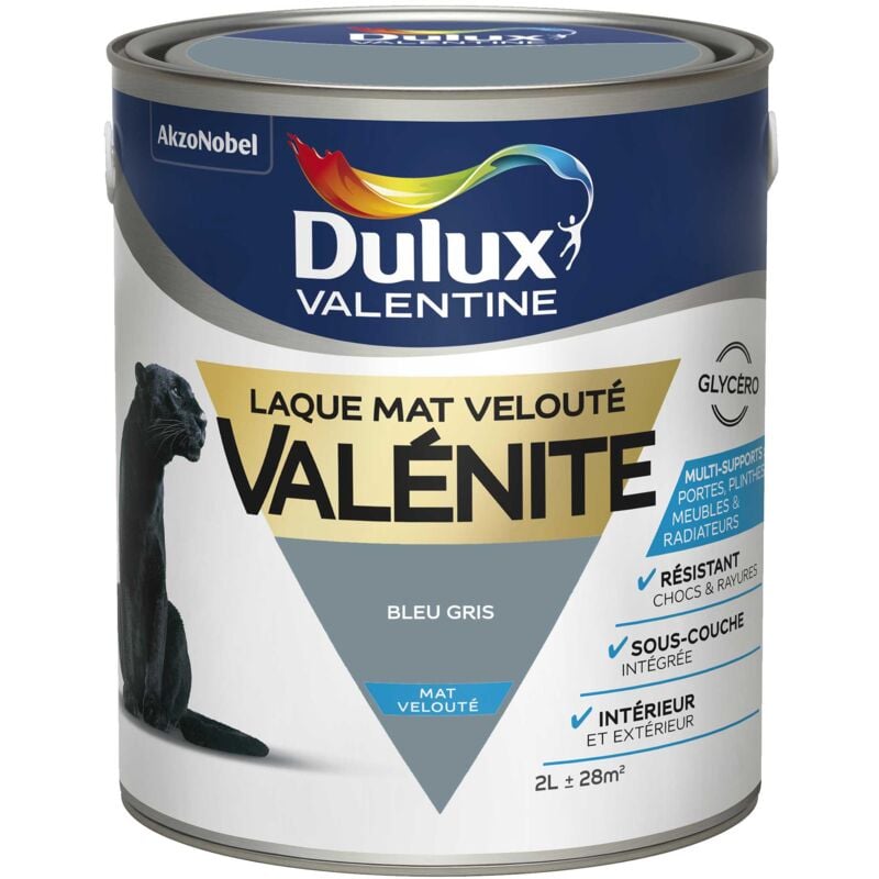 Peinture Laque Valénite Mat Bleu Gris 2 L - Dulux Valentine