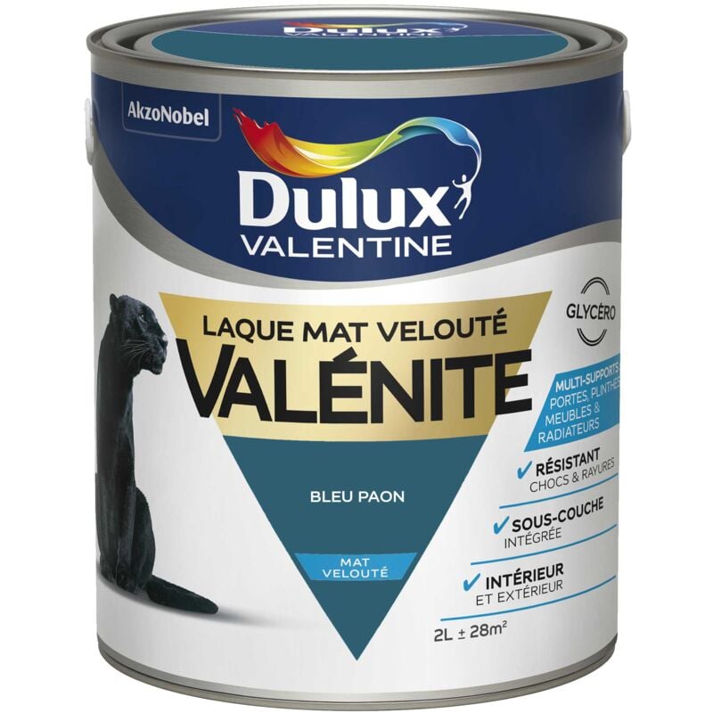 Peinture Laque Valénite Mat Bleu Paon 2 l Dulux Valentine