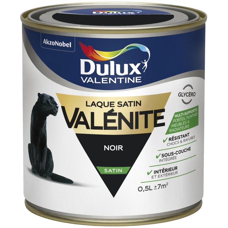 Peinture Laque Valénite Satin Noir 0,5 l Dulux Valentine