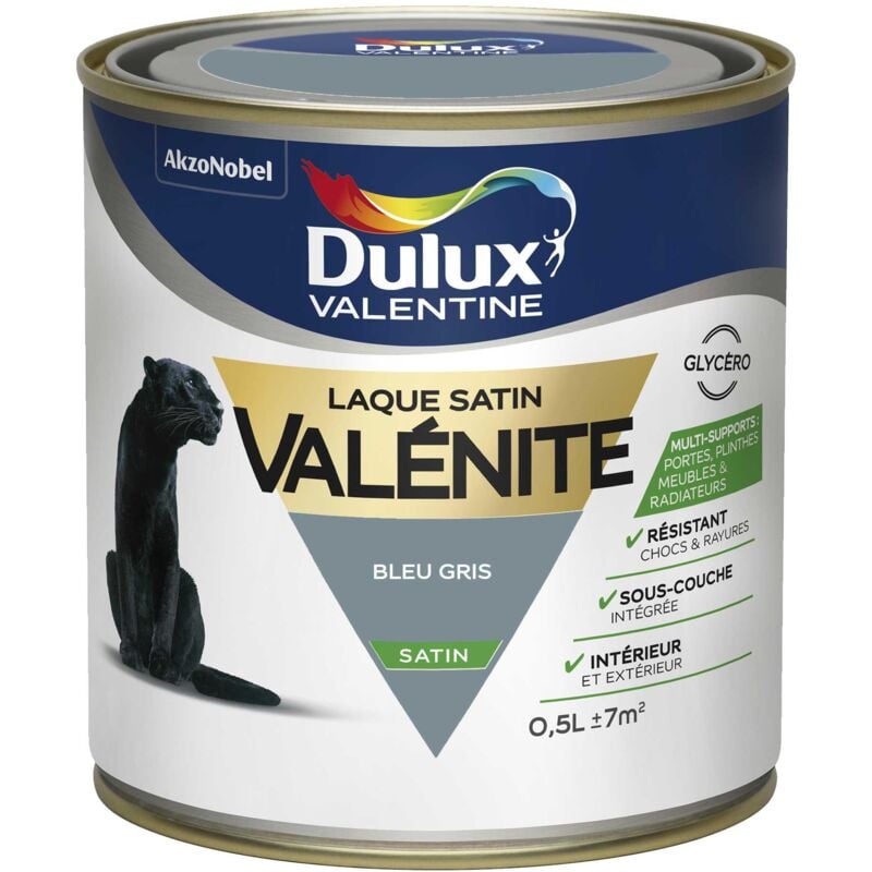 Peinture Laque Valénite Satin Bleu Gris 0,5 l Dulux Valentine