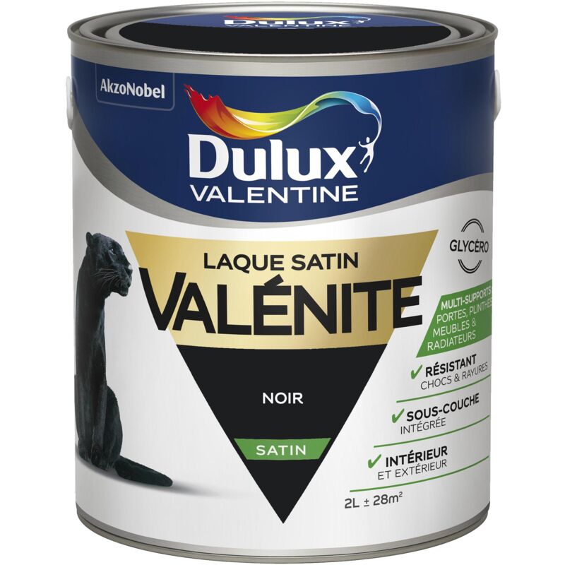 Peinture Laque Valénite Satin Noir 2 l Dulux Valentine