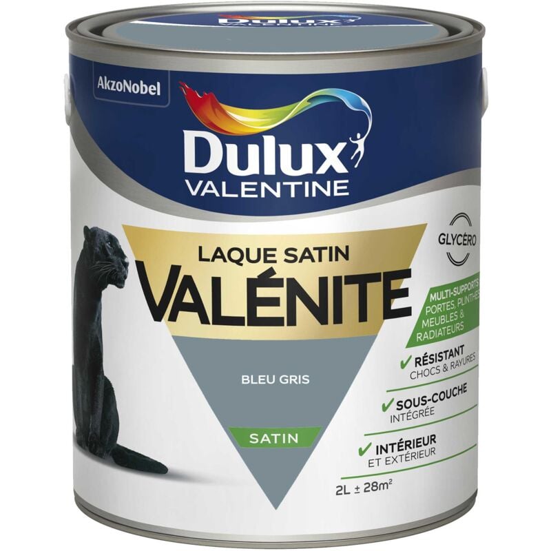 Peinture Laque Valénite Satin Bleu Gris 2 l Dulux Valentine