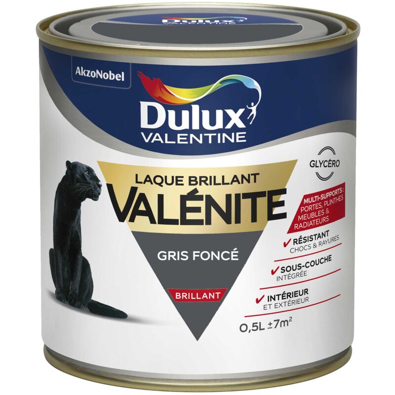 Peinture Laque Valénite Brillant Gris Foncé (ral 7015) 0,5 l Dulux Valentine