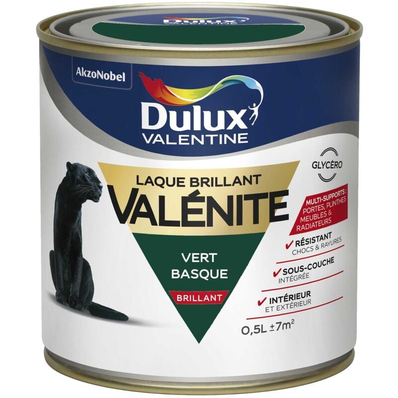 Peinture Laque Valénite Brillant Vert Basque (ral 6005) 0,5 l Dulux Valentine