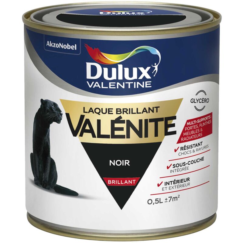 Peinture Laque Valénite Brillant Noir 0,5 l Dulux Valentine