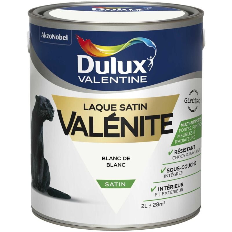 Peinture Laque Valénite Satin Blanc De Blanc 2 l Dulux Valentine