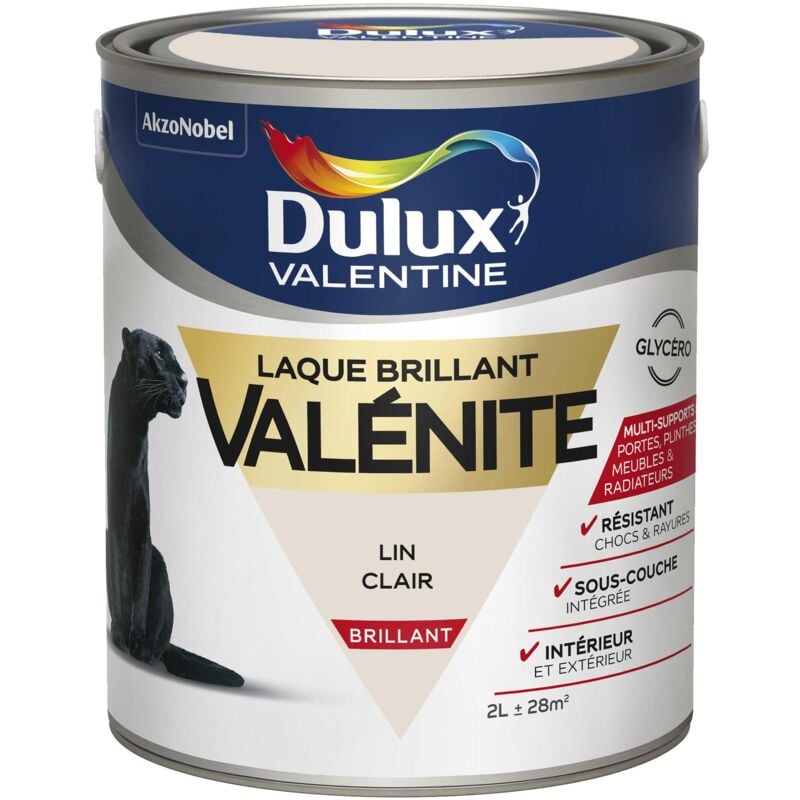 Peinture Laque Valénite Brillant Lin Clair 2 l Dulux Valentine