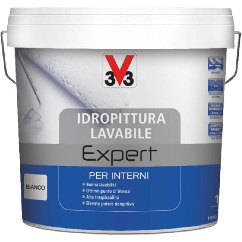 Peinture Lavable 4L - Blanc, Bonne Lavabilité, Excellente Opacité, Fort Pouvoir Couvrant et Haute Respirabilité