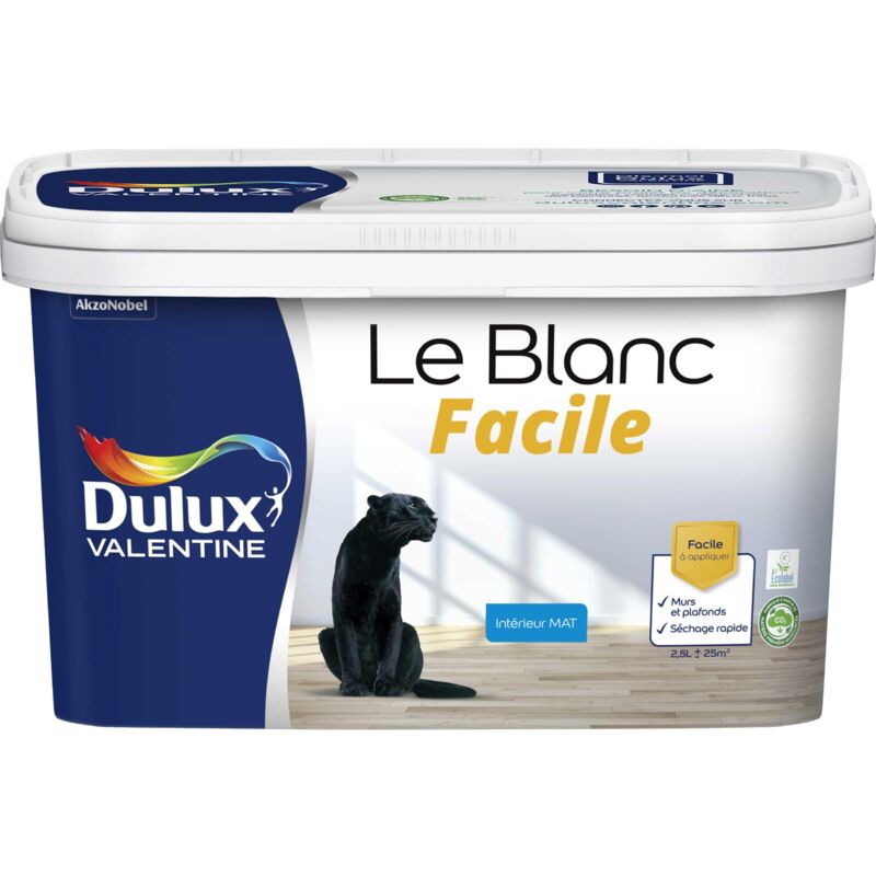 Peinture Le Blanc Facile Dulux Valentine Mat Blanc 2,5 l