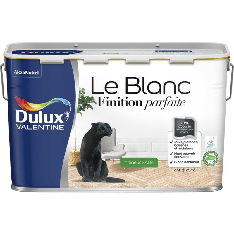 Peinture Le Blanc Finition Parfaite Dulux Valentine Satin Blanc 2,5 l