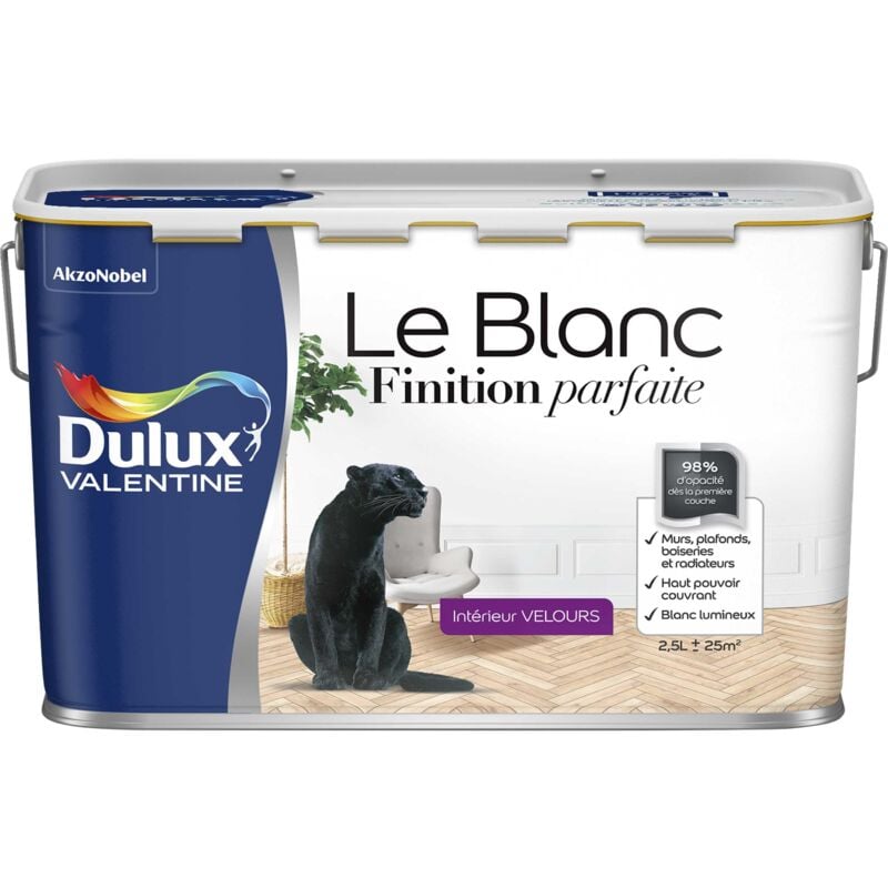 Peinture Le Blanc Finition Parfaite Dulux Valentine Velours Blanc 2,5 l