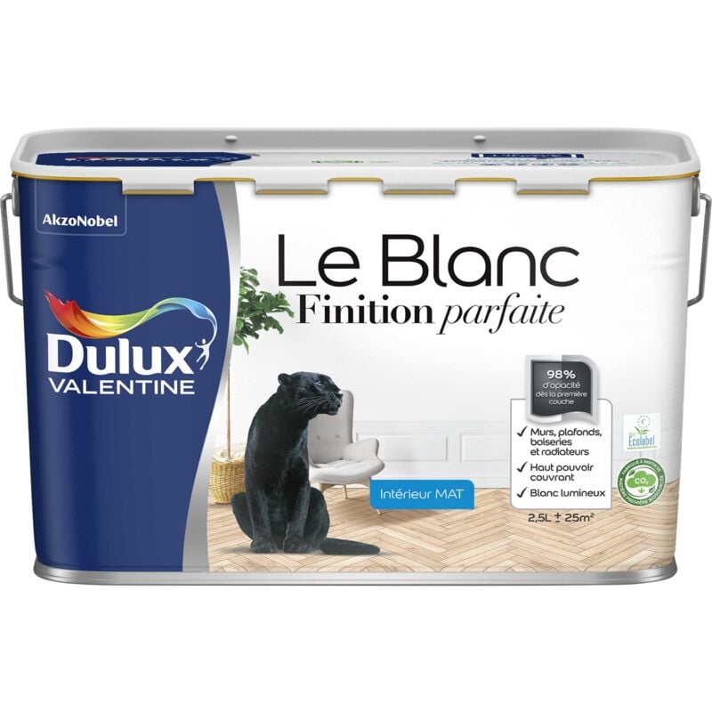 Peinture Le Blanc Finition Parfaite Dulux Valentine Mat Blanc 2,5 l