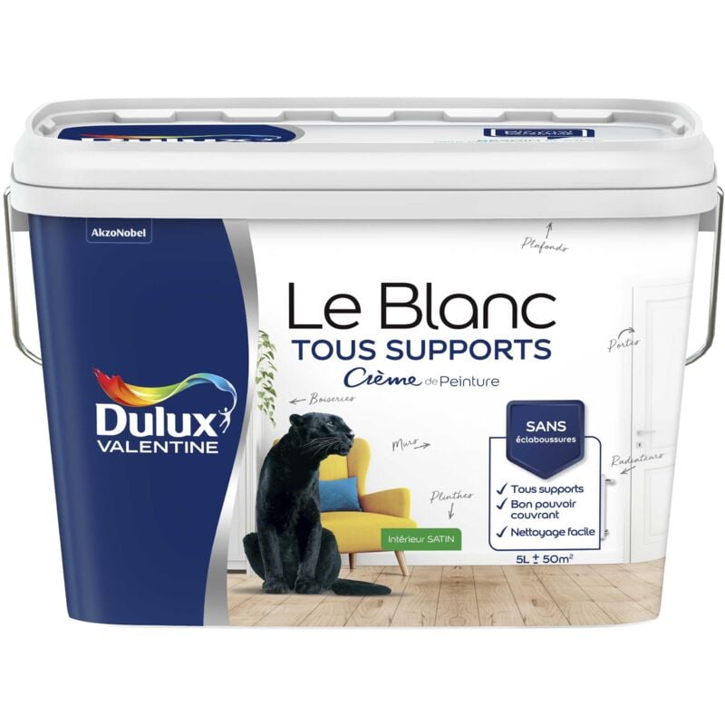 Peinture Le Blanc Tous Supports Crème de Peinture Dulux Valentine Satin Blanc 5 l