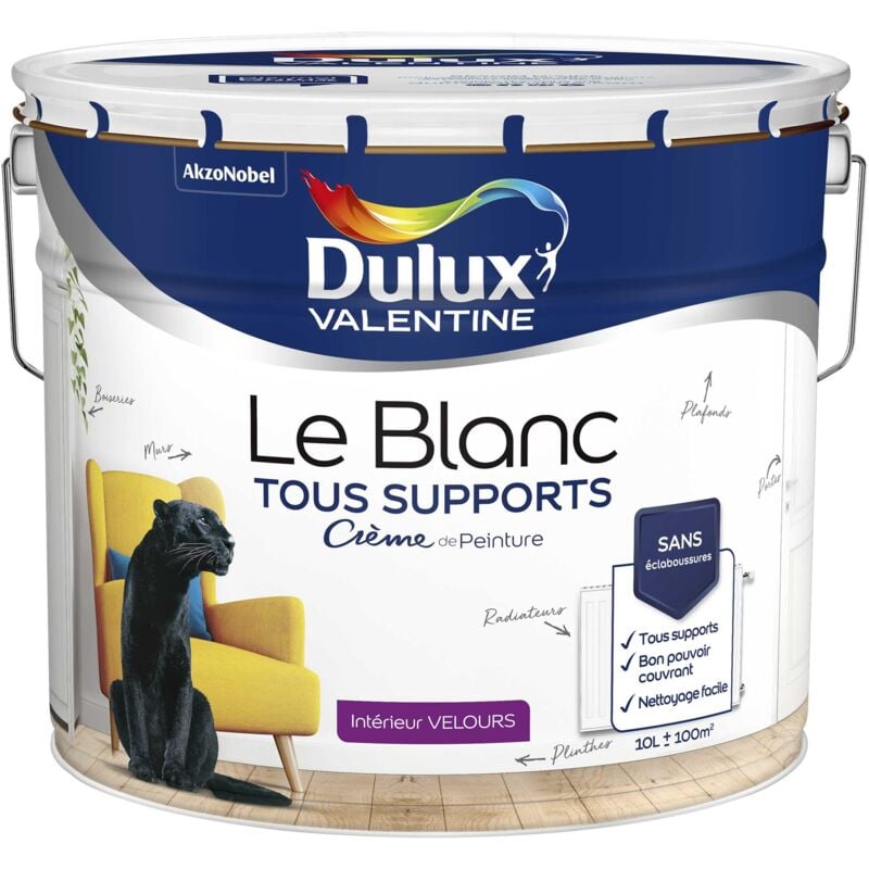 Peinture Le Blanc Tous Supports Crème de Peinture Dulux Valentine Velours Blanc 10 L
