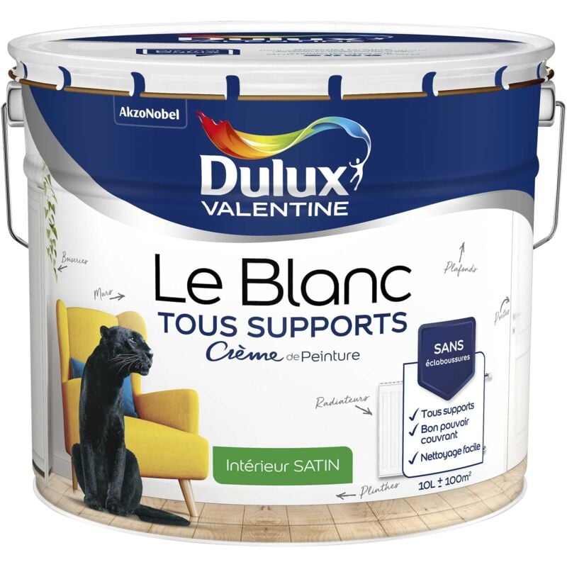 Peinture Le Blanc Tous Supports Crème de Peinture Dulux Valentine Satin Blanc 10 l
