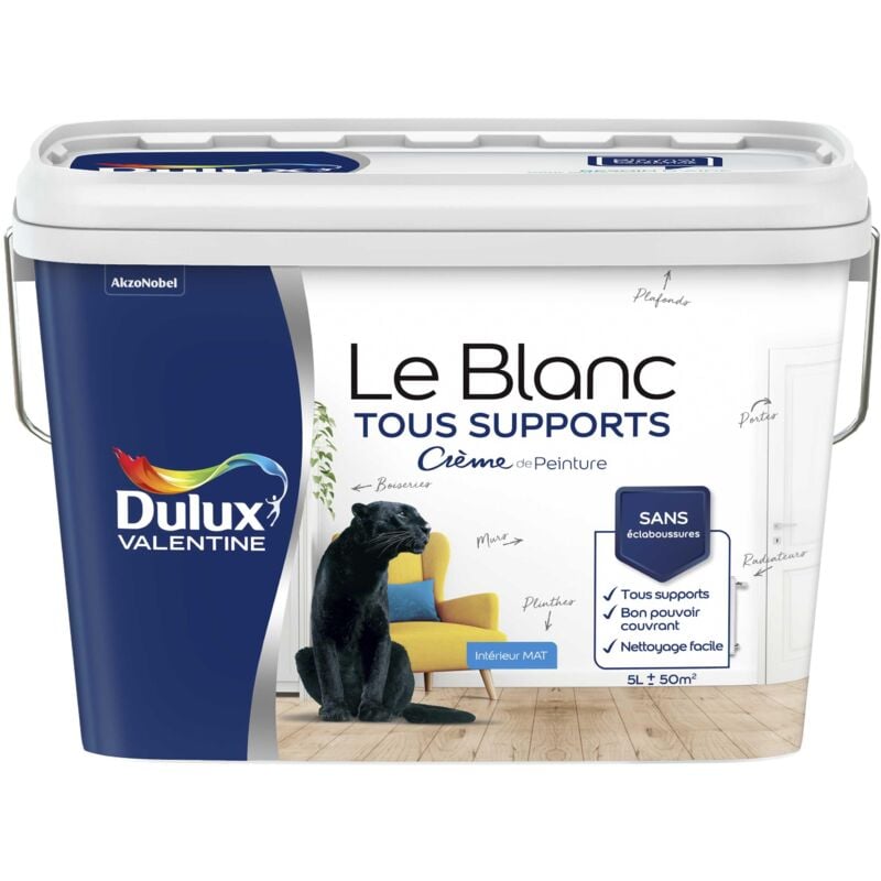 Peinture Le Blanc Tous Supports Crème de Peinture Dulux Valentine Mat Blanc 5 l