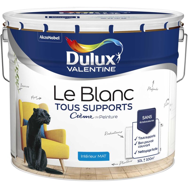 Peinture Le Blanc Tous Supports Crème de Peinture Dulux Valentine Mat Blanc 10 l