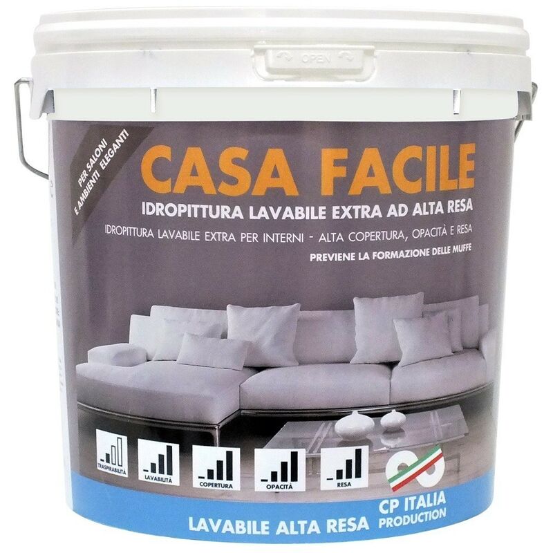 Peinture à l'eau super lavable home easy 5 litres blanc opaque pour intérieurs - Salon