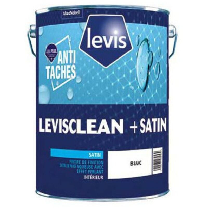 Clean+ Satin Peinture Acrylique Effet Perlant Anti Taches - Surfaces Murales - Intérieur Finition: Satiné - Couleur: Blanc - Conditionnement: 15L