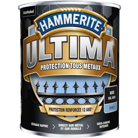 Peinture métal acrylique ULTIMA Brillant Noir 0,75L - Hammerite