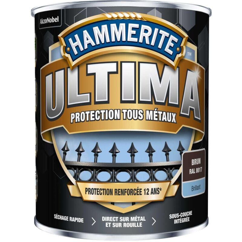 Hammerite - Peinture métal acrylique ultima Brillant Brun 0,75L