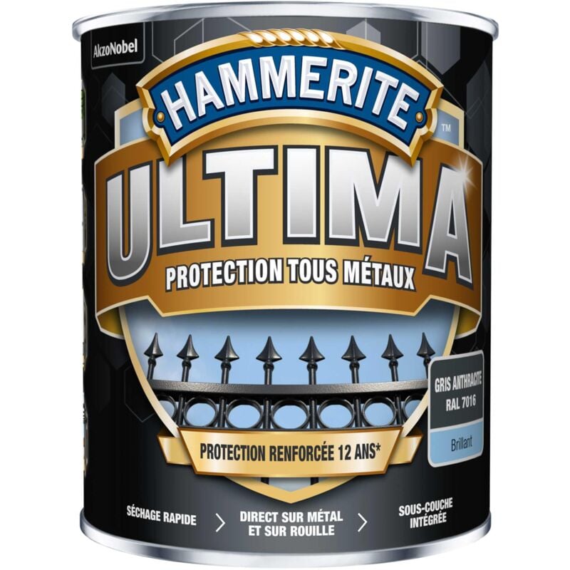 Hammerite - Peinture métal acrylique ultima Brillant Gris Anthracite 2,5L
