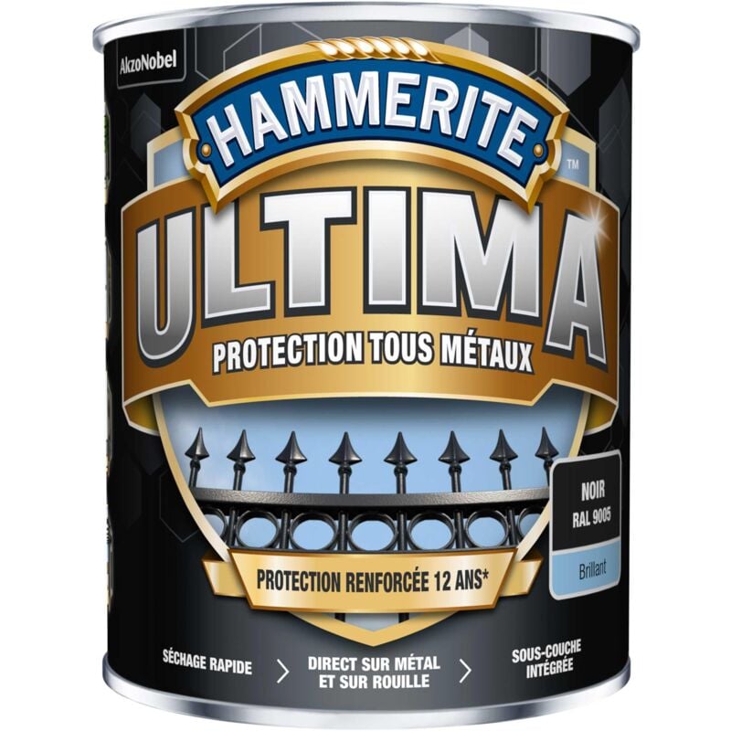 Hammerite - Peinture métal acrylique ultima Brillant Noir 2,5L