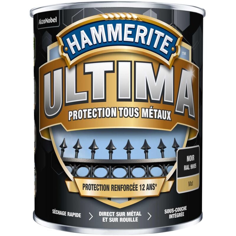 Hammerite - Peinture métal acrylique ultima Mat Noir 2,5L