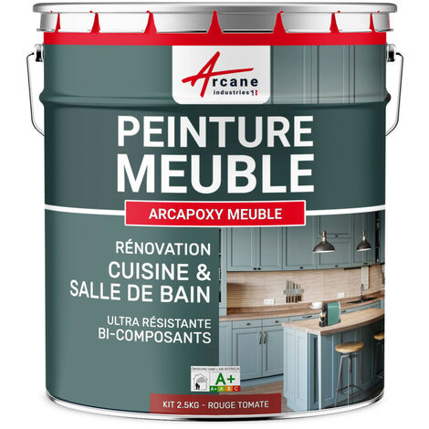Peinture meuble, cuisine, salle de bain,  résine, bois, stratifié, mélaminé, porte, placard, plan de travail : Arcapoxy meuble - 2.5 kg (jusqu'à 30 m² en 2 couches) Rouge Tomate - RAL 3013 - ARCANE IN