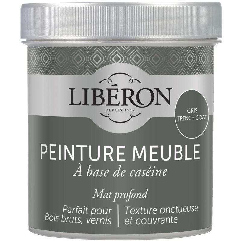 Peinture meuble à base de caséine Liberon Gris Trench Coat mat 500 ml