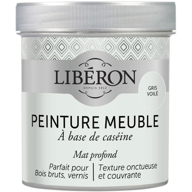 Liberon - Peinture meuble à base de caséine Gris voilé mat 500 ml