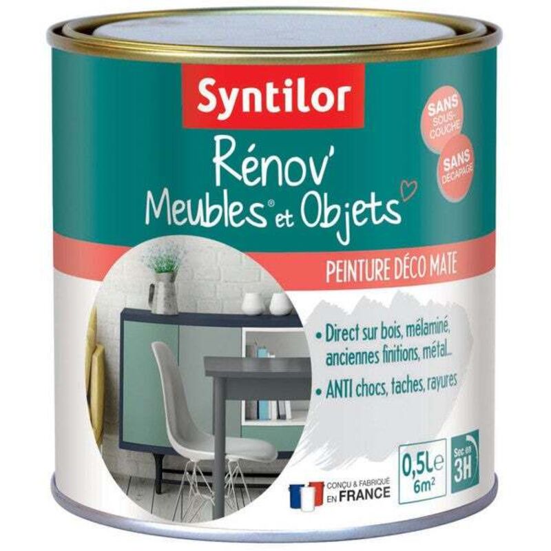 Syntilor - Peinture meuble et boiserie Rénov blanc mat 0.5 l