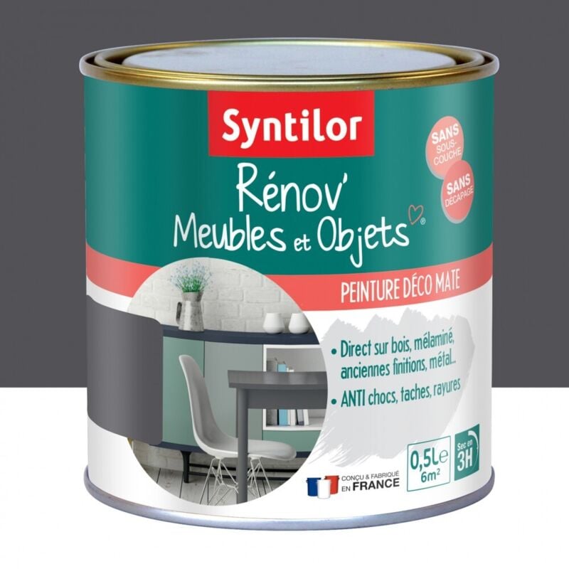 Syntilor - Peinture meuble et boiserie Rénov' gris design mat 0.5 l