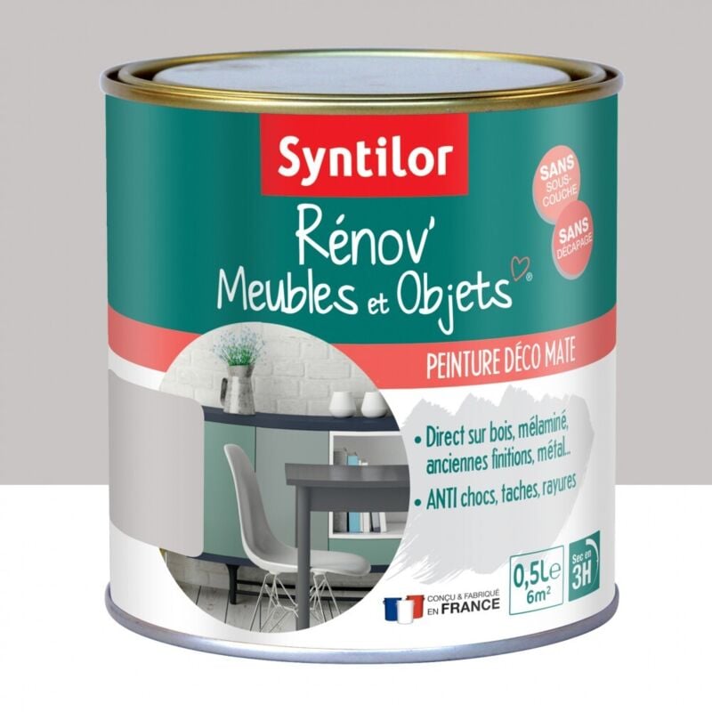 Syntilor - Peinture meuble et boiserie Rénov' gris pierre mat 0.5 l