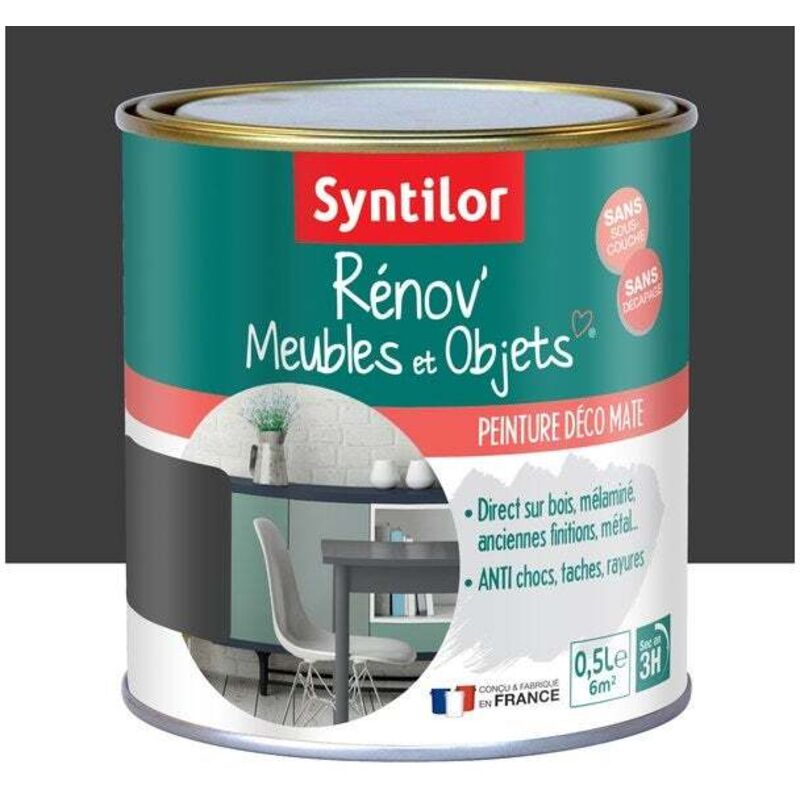 Syntilor - Peinture meuble et boiserie Rénov' noir mat 0.5 l