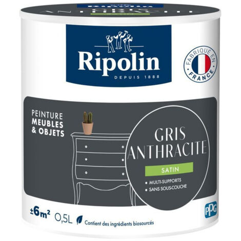 Peinture meubles et multi‑surfaces Ripolin Satiné Gris anthracite 0,5 L