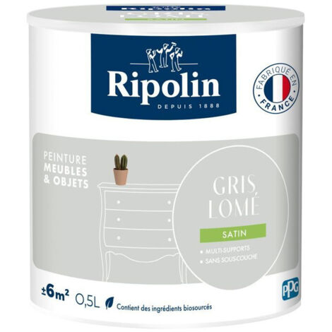 Peinture meubles et objets RIPOLIN Gris Lomé Satiné 0,5 L