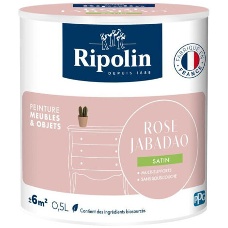 Peinture meubles et objets Ripolin O'Pur Rose Jabadao Satiné 0,5 L
