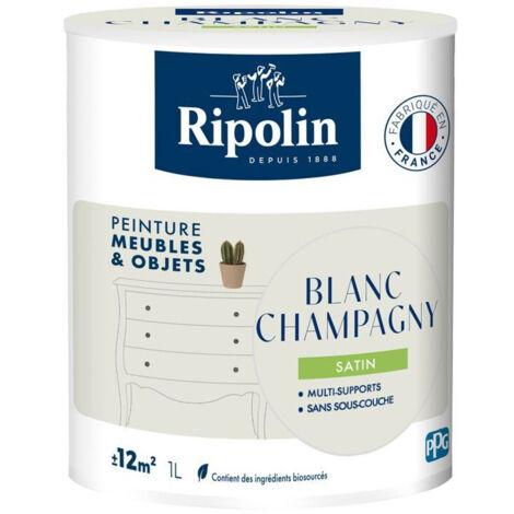 Peinture Meubles & Objets RIPOLIN 1L Blanc Champagny Satiné