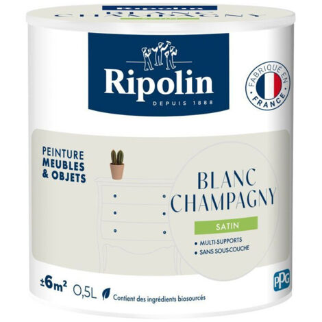 Peinture meubles & objets Ripolin Blanc champagny 0,5 L Satiné
