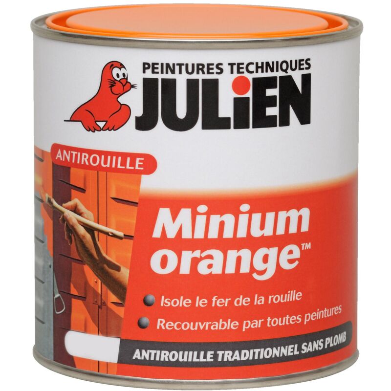 Julien - Peinture Minium Orange - Primaire Antirouille Mat 0,5 l